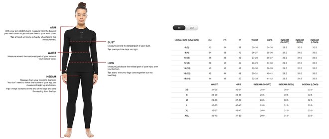 Size Guide TNF - Womens Trousers & Shorts Size Guide TNF - Womens Trousers & Shorts