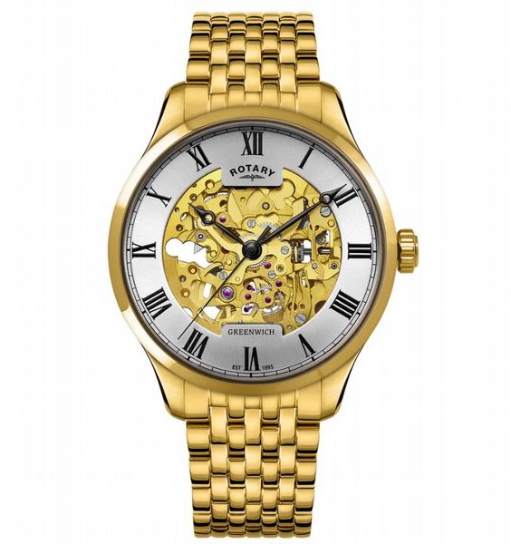 Rotary Men'S Greenwich Gp Bracelet Gold Dial 50M